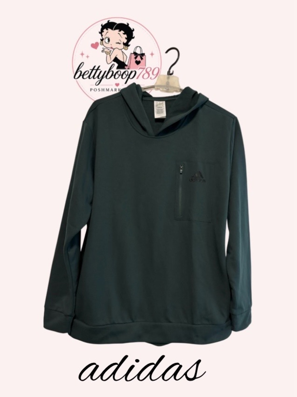 adidas Men's Forest Green Crewneck Hoodie
